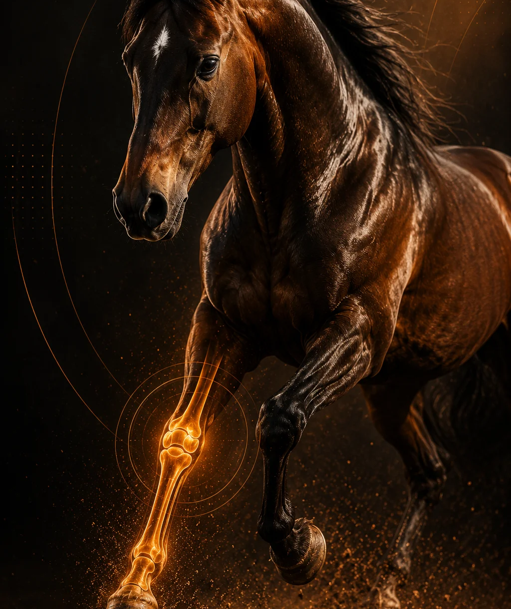 Cavalo em movimento destacando articulações
